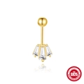 Minimalistische S925 sterling zilveren gouden oorknop met hartvorm en zirkonia - Waivervormige Baguette Stijl (#8 Goud-Enkel)