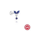 S925 sterling silver geometric earring with navy lapis lazuli and marquise crystals - Pendant Butterfly Style (#14 White Gold)