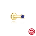S925 sterling silver gold plated lapis lazuli clover stud earrings for women piercing - Round Style (#1 Gold)