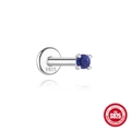 S925 sterling silver ear stud with round blue lapis lazuli and four-prong setting - Round Style (#1 White Gold)