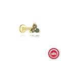 S925 Sterling Silber vergoldete Ohrringe mit runden grünen Moosachat-Steinen - #2 Gold (Einzelstück)