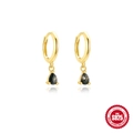 Élégantes créoles en argent sterling S925 avec pendentif poire en agate mousse - Or
