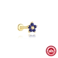 S925 sterling silver five-petal flower ear stud with blue lapis lazuli in gold finish - Five-Petal Flower Style (#4 Gold)