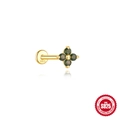Blumen-Ohrstecker aus S925 Sterlingsilber mit grünem Moosachat und Goldbeschichtung - #3 Gold (Einzelstück)