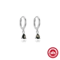 Créoles en argent sterling avec pendentifs en agate mousse naturelle vert goutte - Agate Mousse Verte en Forme de Goutte / Or blanc