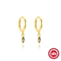 Boucles d'oreilles en argent S925 doré avec pierres fines d'agate mousse verte - Agate Mousse Verte Marquise / Or