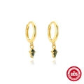 Boucles d'oreilles créoles S925 argent plaqué or avec agate mousse verte cerf-volant - Or