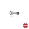 S925 Sterling Silber Labret-Stecker mit natürlichem grünen Moosachat-Stein-Inlay - #6 Platin (Einzelstück)