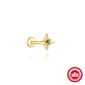 Goldstern-Ohrstecker mit grünem Moosachat und S925 Sterlingsilber-Stempel - #7 Gold (Einzelstück)