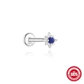 S925 sterling silver flat back stud featuring an octagonal star with blue lapis lazuli - Starburst Style (#8 White Gold)