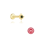 S925 Sterling Silber Gold Stern Ohrstecker mit grünem Moosachat Edelstein - #8 Gold (Einzelstück)