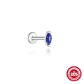 S925 sterling silver ear stud featuring marquise-cut blue lapis lazuli gemstone - Marquise Style (#10 White Gold)