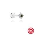 S925 Sterlingsilber Stern-Labret-Ohrstecker mit grünem Moosachat und geometrischem Design - #8 Platin (Einzelstück)