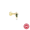 S925 Silber Gold Ohrstecker mit Moosachat im Drachenschliff und weißen Zirkonia-Akzenten - #9 Gold (Einzelstück)