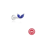 S925 sterling silver ear bone stud featuring blue marquise-cut lapis lazuli stones - Double Marquise Leaf Style (#11 White Gold)