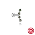 S925 Sterling Silber Ohrstecker mit gebogenem Moosachat und vier grünen Steinen - #11 Platin (Einzelstück)
