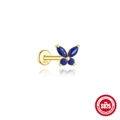 Golden S925 sterling silver butterfly stud earrings with blue sapphire zircon stones - Butterfly Style (#13 Gold)