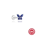 S925 sterling silver butterfly stud earring with blue lapis lazuli stones and inlay - Butterfly Style (#13 White Gold)