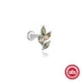 S925 Sterling Silber Moosachat Labret Stecker mit blattförmigem Markis-Edelstein - #14 Platin (Einzelstück)