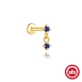S925 sterling silver gold plated clover stud earrings with blue lapis lazuli stone - Double Stone Pendant Style (#5 Gold)
