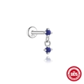 S925 sterling silver geometric stud featuring round blue lapis lazuli gemstones - Double Stone Pendant Style (#5 White Gold)