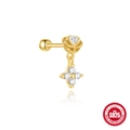 S925 sterling zilveren gouden roos oorbel met hart zirkoon en bloem hanger - Goud-Rozenhart