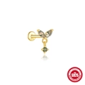 S925 Sterling Silber Ohrstecker in Blattform mit Moosachat und Gold-Finish - #10 Gold (Einzelstück)