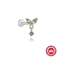 Ohrstecker aus S925 Sterlingsilber mit Moosachat und grünem Blatt-Design im Marquise-Schliff - #10 Platin (Einzelstück)