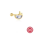 S925 sterling zilveren vergulde walvis oorsteker met opaal en schroefsluiting - Goud-Walvisstaart