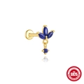 S925 sterling silver gold-plated stud earring with navy blue marquise stones - Pendant Clover Style (#15 Gold)