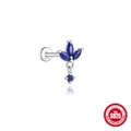 S925 sterling silver geometric lapis lazuli clover labret stud with flat back design - Pendant Clover Style (#15 White Gold)
