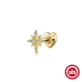 Piercing d'oreille labret étoile en argent S925 doré avec pierre zircon brillante - Style Étoile Octagramme / Pièce Unique / Or
