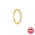 Créole en argent 925 doré avec pavé de zircons blancs et finition brillante de luxe - Or / 12mm