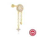 S925 zilveren zonnebloem oorknopje met blauwe opaal en ster ketting hanger - Goud-Opaalschijf