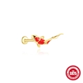 S925 sterling silver koi fish stud earring with gold finish and red enamel accents - Gold #2