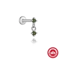 S925 Sterlingsilber Ohrstecker mit rundem grünem Moosachat Anhänger Design - #5 Platin (Einzelstück)