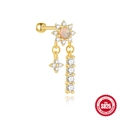 Gouden S925 zilveren kraakbeenpiercing met bloem-opaal en franje van vijf kleine diamanten - Goud-Opaal Bloemen