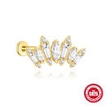 S925 sterling silver gold plated labret stud with fan-shaped cubic zirconia stones - Gold #3