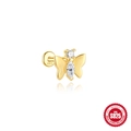 Clou d'oreille papillon doré en argent sterling 925 avec pierres de zircone - Or #5