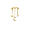 Détail de pampilles étoile et lune dorées avec pendentifs en zircone micro-incrustés - Style Pampille Étoile Lune (Base Ronde) / Pièce Unique / Or