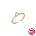 Verstellbarer S925 Sterlingsilber Zehenring mit funkelndem runden Zirkoniastein - Sechskrallen-Solitär-Stil / Gold