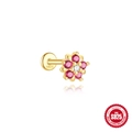 Clou d'oreille fleur en argent S925 doré avec pierres roses et zircon blanc pur - Or #8