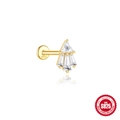 Stud labret en argent S925 doré avec zircon cubique géométrique en forme d'éventail - Or #11