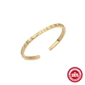 Verstellbarer Zehenring aus S925 Sterlingsilber mit Goldfinish und Hammerschlagoptik - Gewellter Texturierter Stil / Wellenstruktur Gold