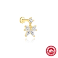 Piercing labret papillon en argent sterling S925 doré avec zircons étincelants - Or #13