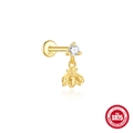 Clou d'oreille abeille en argent sterling S925 doré avec zircon rond brillant - Or #14