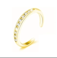 S925 Sterling Silber verstellbarer Zehenring mit Zirkonia und Gold-Finish für den Strand - Pave Zirkonia Stil / Gold