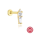 Stud de labret en argent S925 doré orné de trois pierres géométriques en zircone cubique - Or #16
