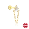 Clou de cartilage en argent S925 avec nœud de cœur, plaqué or et cristaux de zircon - Or #17