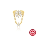 Orecchino a clip S925 argento sterling con opale e nappina a fiore dorato e cristalli - Stile Gemma Viola Floreale
